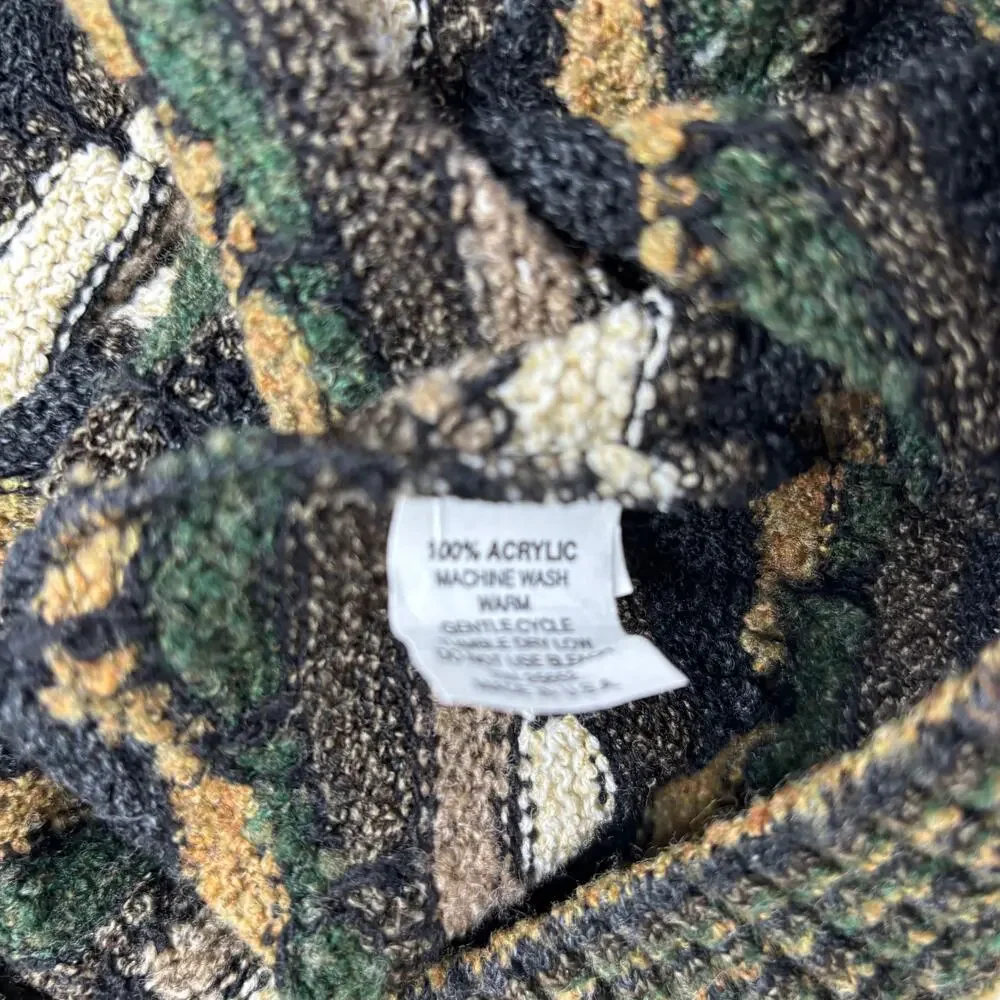 Vintage Protege Collection Mens 2XL Green‎ Brown Multicolor 3D Sweater